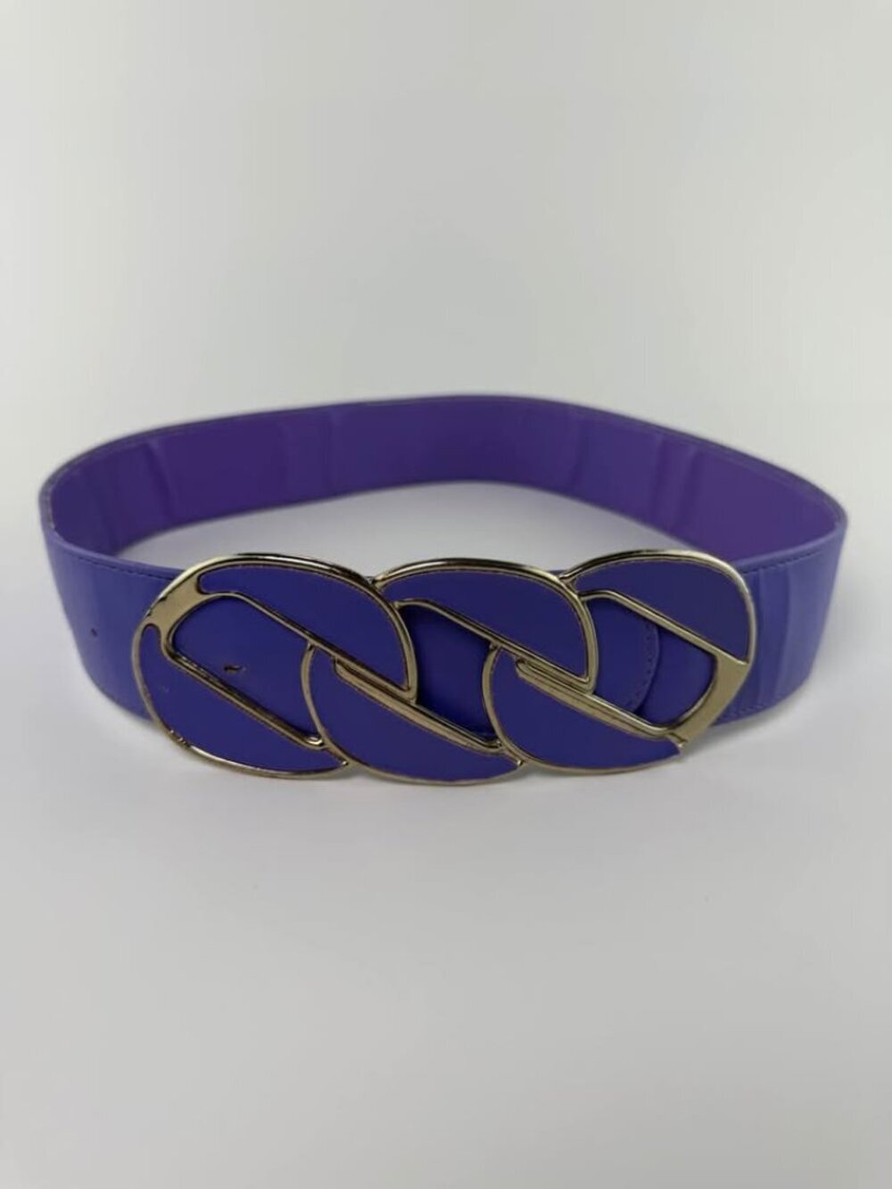 Vintage 80s Purple Gold Statement Belt Size Medium Large - Picture 2 of 4